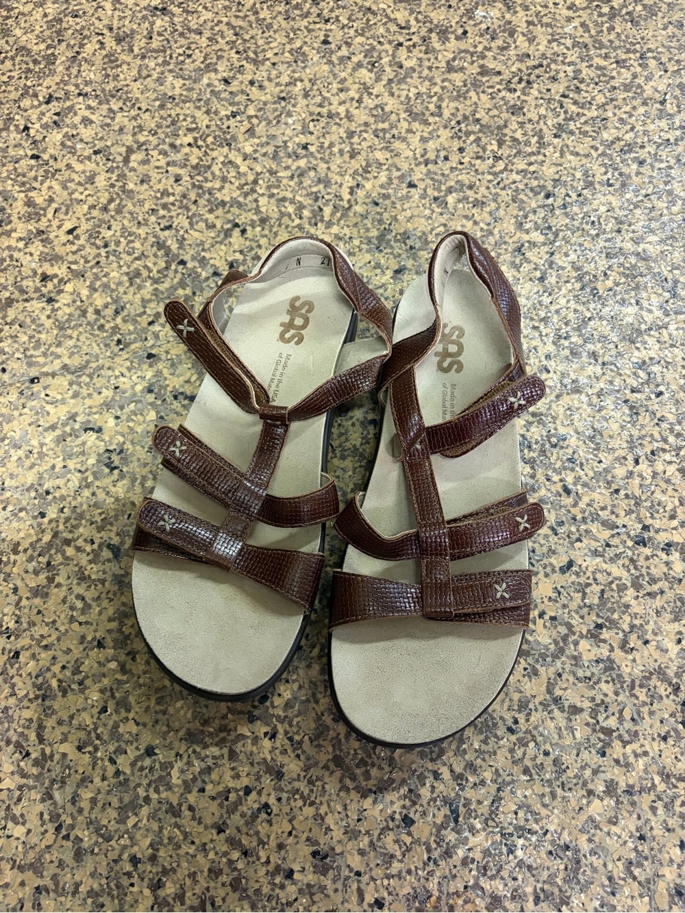 SAS Brown Multi-Strap Leather Travel Sandal